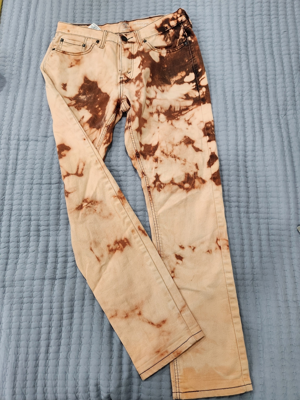 Men's Skinny Tie-Dye Brown & Cream Jeans